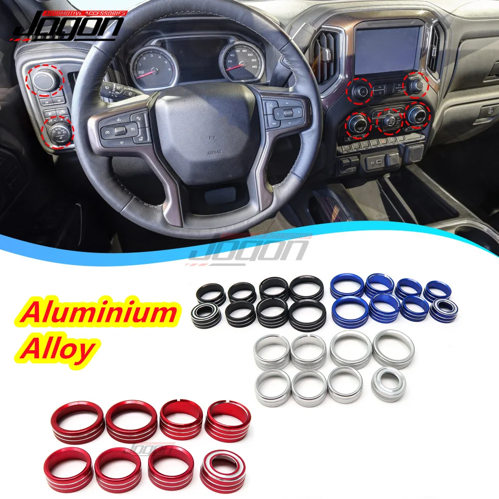 8PCS For Chevrolet Silverado GMC Sierra 2014 2015 2016 2017 2018 Air Condition Knob Cover Audio Volume Control Button Cover Trim