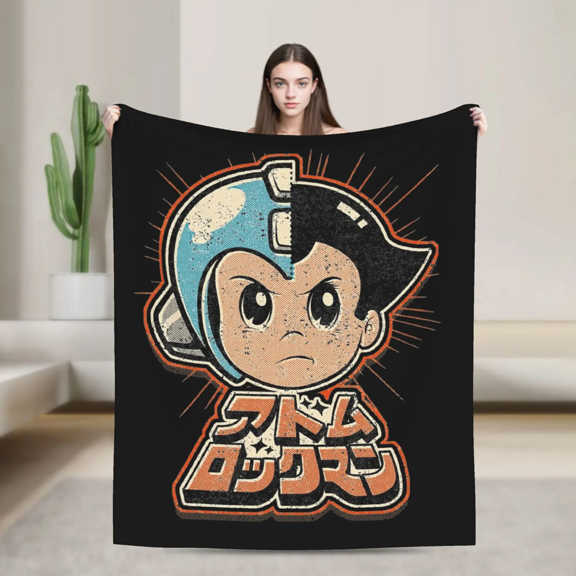 

MegaBoy Astroboy Blankets Flannel Astro Boy Anime Soft Throw Blanket for Bedroom Sofa Bedroom Quilt
