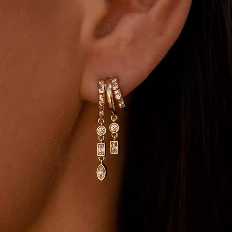Vintage Personality Irregular Zircon Rivets Tassels Claw-shaped Stud Earrings for Women Dainty Drop Earring Trendy Jewelry Gifts