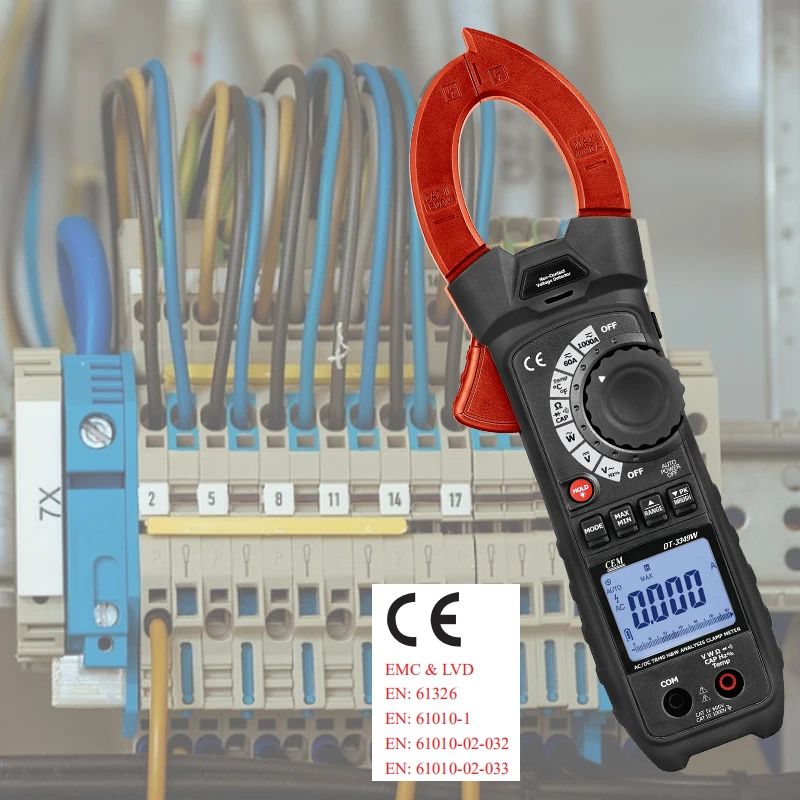 CEM DT-3349W Digital Clamp Meter-DC Current Resistance & Temperature Measurement 1000A/1000V CAT III 1000V Safety