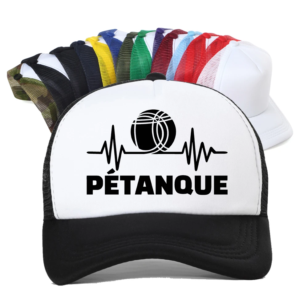 

Funny Petanque Boule Graphic Baseball Cap Men Women Fashion Casual Summer Breathable Sun Hat Mesh Trucker Snapback