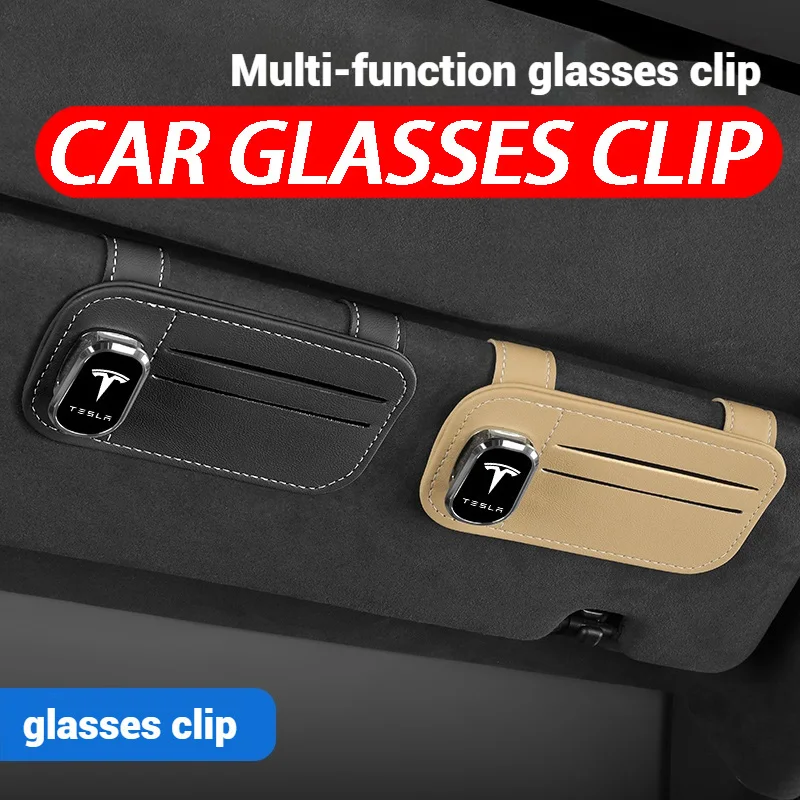 

For Tesla Model 3 Model S Model X Model Y Roadster SpaceX Multi Function Car Logo Creative Glasses Clip Car Logo Card Clip