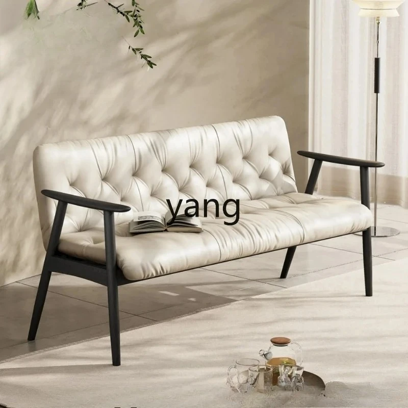 LH Solid Wood Sofa Chair Living Room Home Retro Simple Chair with Pull Button