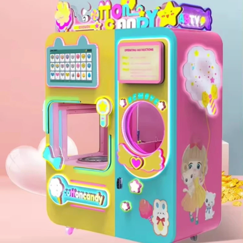Customized Hygienic Cotton Candy Vending Machine Fully Enclosed Structure Avoid Dust Pollution Safe For Food Making