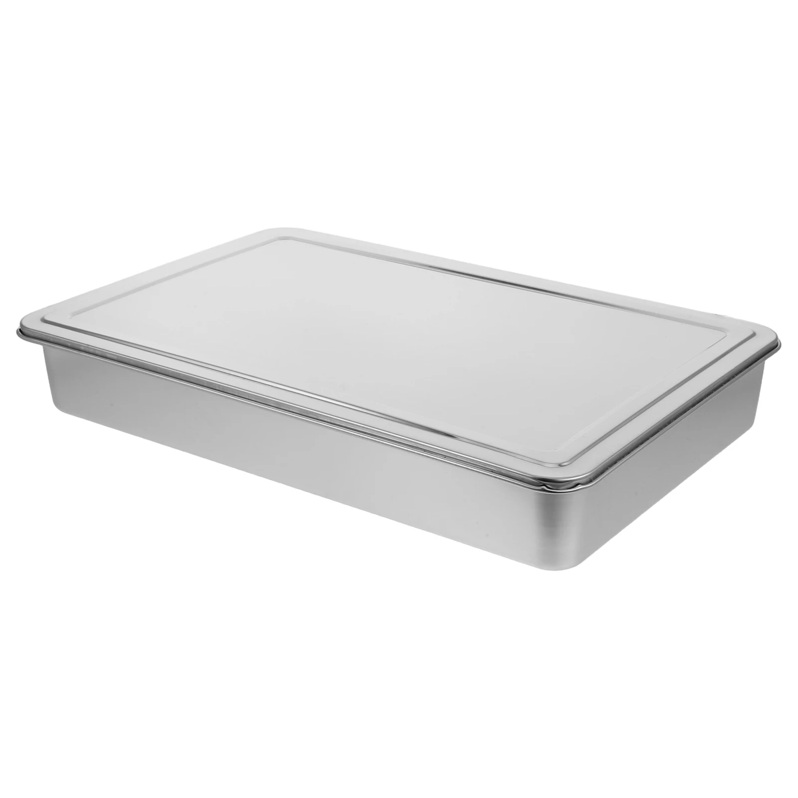 

Stainless Steel Rectangular Baking Pan with Lid Heavy Duty Oven Tray Cake Sheet for Cakes Lasagna Bacon Storage Space