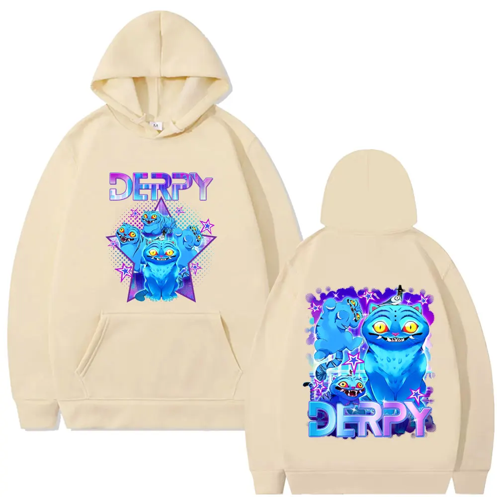 Kpop Demon Hunters Derpy Tiger Double Sided Hoodie Men Women Fashion Cartoon Trend Pullover Hoodies Male Vintage Cool Streetwear