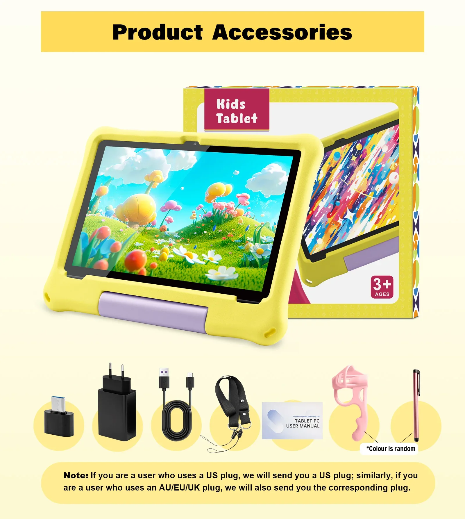 ANRY 10.1 inch Kids Android 15 Tablet 8GB (4+4GB) RAM 64GB ROM 5000Mah Octa-core 5G Wifi Children's Learning Educational Tablets