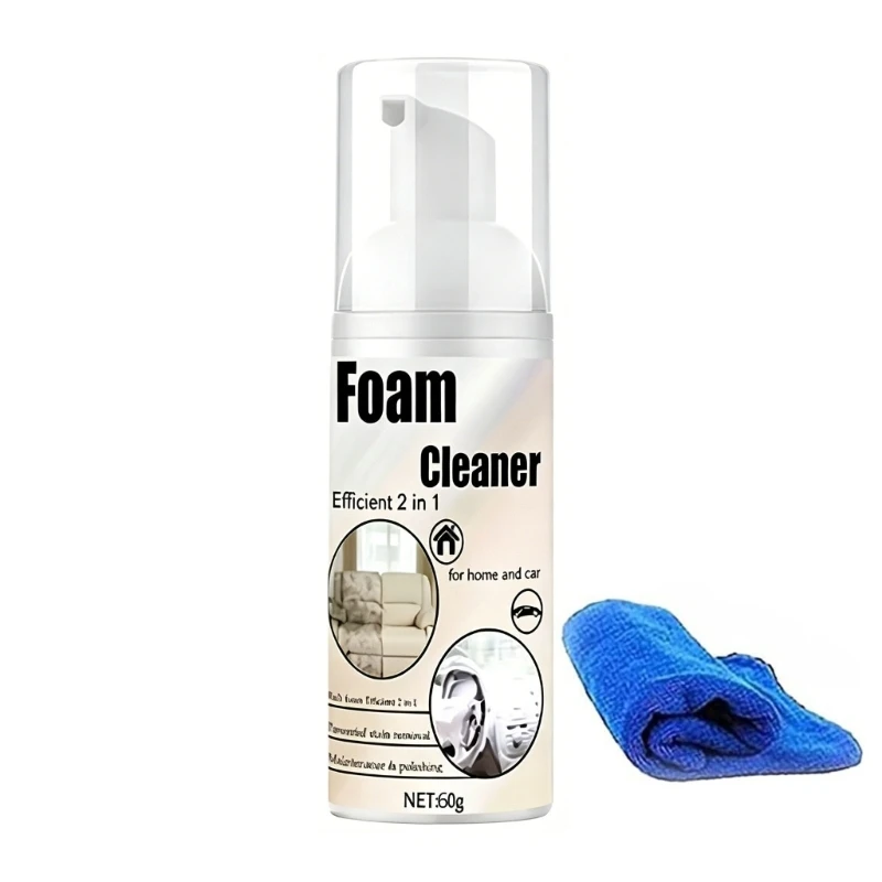 No Rinse Foam Cleaner Sprays Foaming Cleaner for Deep Cleaning Sofas Rugs Car Interiors & Delicate Fabrics 30Ml/60Ml 