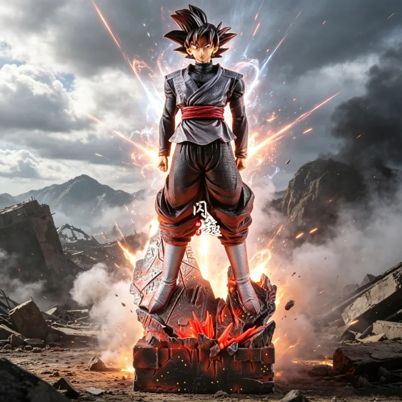 Фигурка Сон Гоку 37 см, черная, Dragon Ball Z, DBZ SSJ, коллекционная аниме-статуэтка Супер Сайян, GK-статуя, украшение