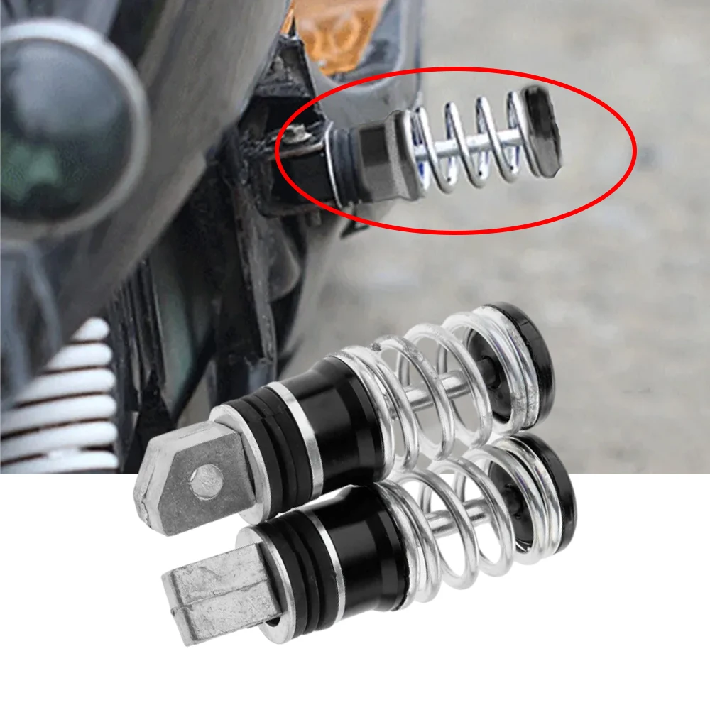 8MM Hole Motorcycle Rear Passenger Foot Pegs Pedals Aluminum Rear Spring Footrest Pegs Pedal 113x31mm Moto Accessories