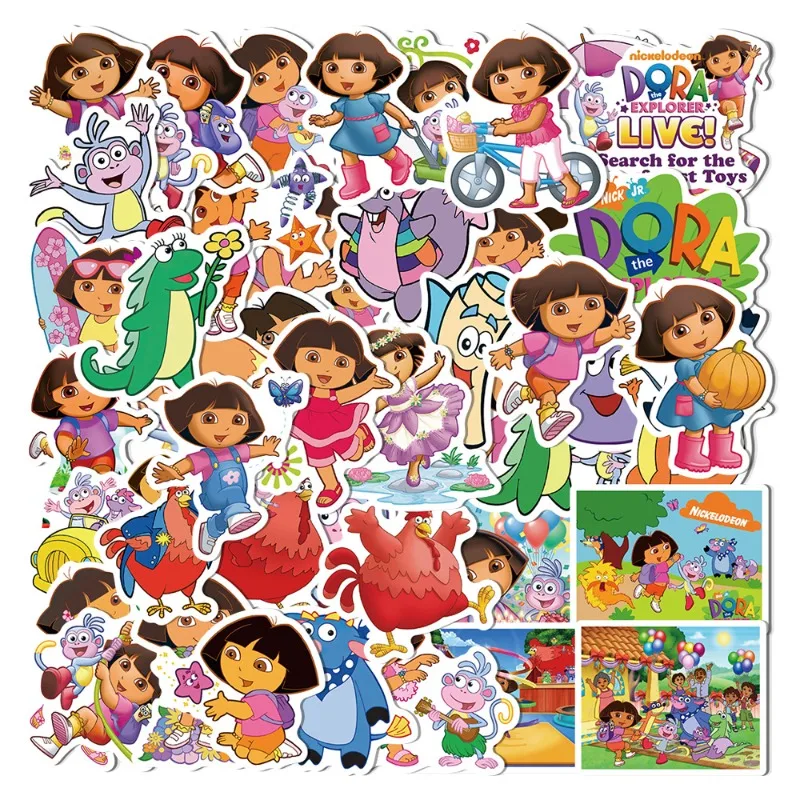 50pcs ‌Dora The Explorer Sticker Suitcase Water Cup Stationery Mobile Phone Car Scooter Laptop Refrigerator Decoration Sticker