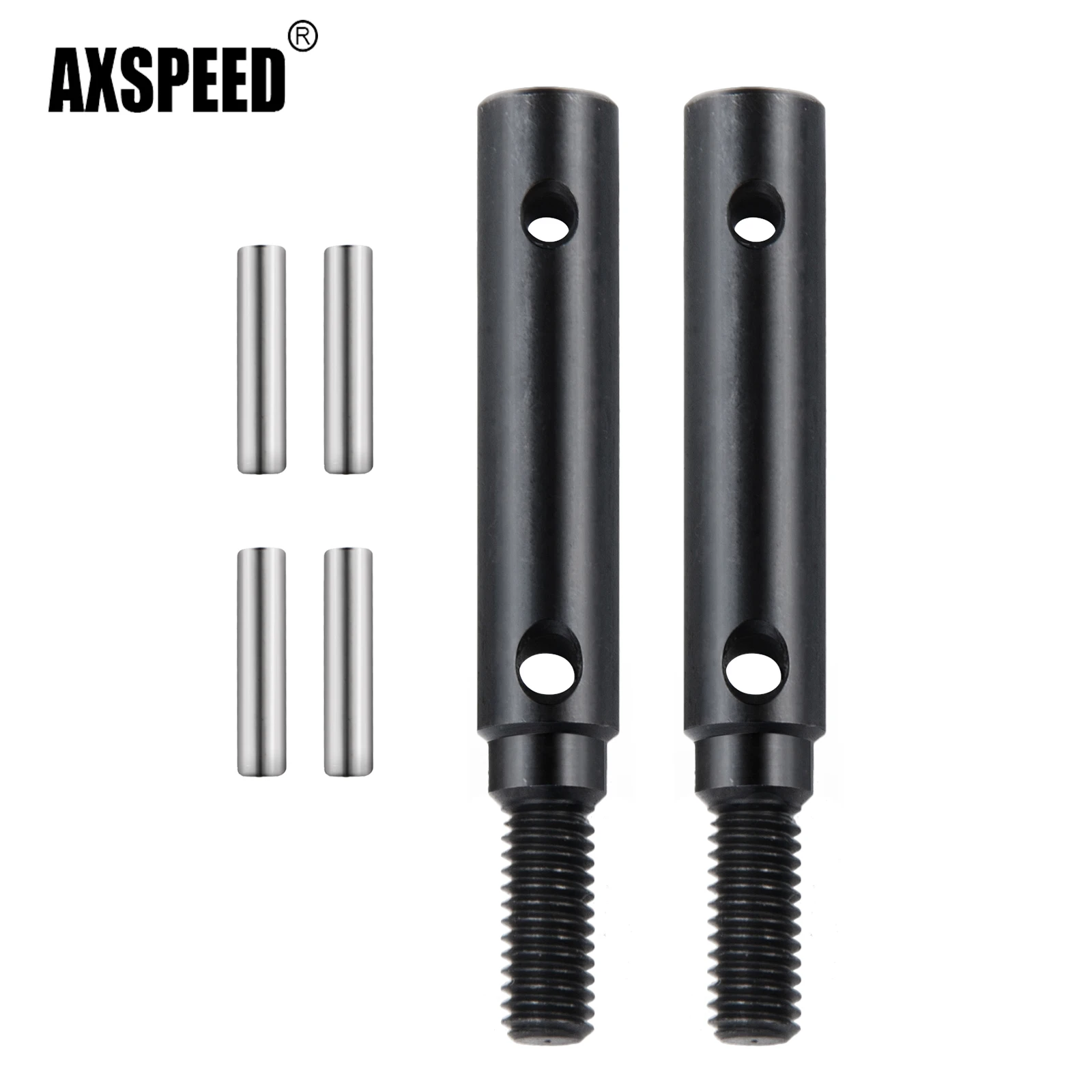 AXSPEED 2Pcs 40mm 48mm 49mm 50mm Metal Portal Stub Axle Drive Gear Shaft for 1/10 RC Crawler Car TRX4 Upgrade Parts