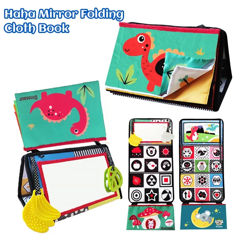 ألعاب مرآة الطفل التحفيز البصري تطوير الدماغ وقت البطن أبيض وأسود الكرتون ها ها مرآة كتاب ألعاب تعليمية للأطفال