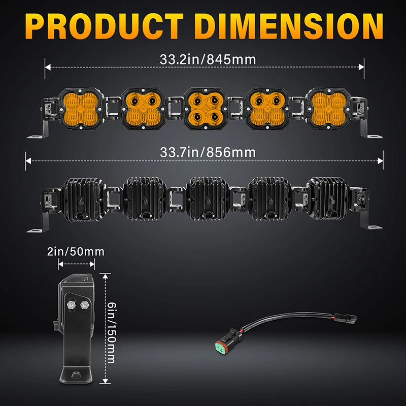 New ex-factory price 40-inch 4x4 off-road connectable LED strip kit, suitable for cars, trucks, IP67 waterproof, 14000LM, amber