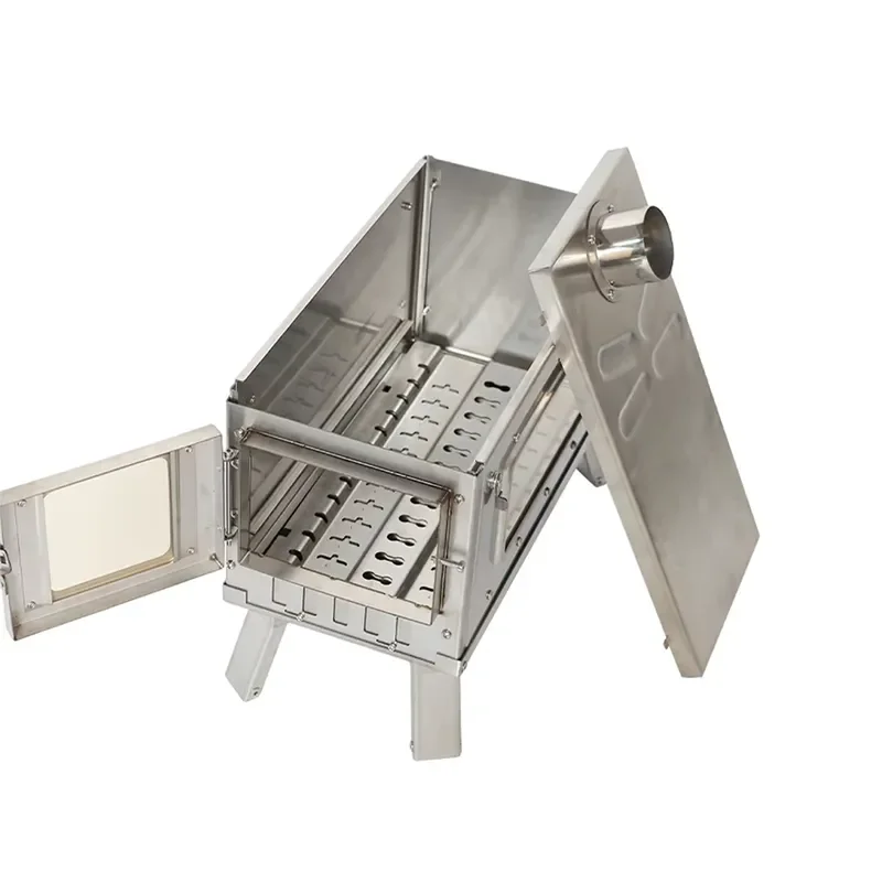 Foldable Stainless Steel Outdoor Camping Wood Stove All Season Portable Tent Heating Stove for Backpacking Camping Trip