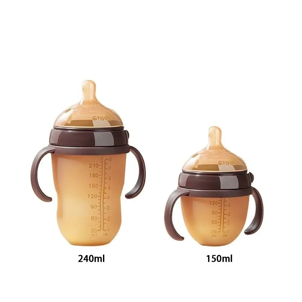 Nuevo Botella de 150ml/240ml, taza de agua portátil de calibre ancho con mango, botella de silicona anticaída, suministro de alimentación