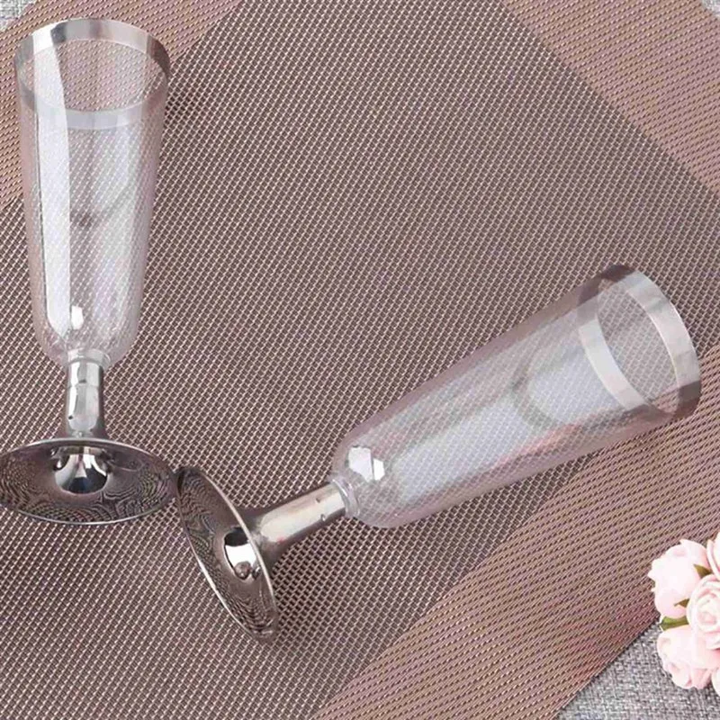 24X Wedding Champagne Flute Creative Disposable Plastic Wedding Cup Champagne Glass Drinking Utensils Rose Gold