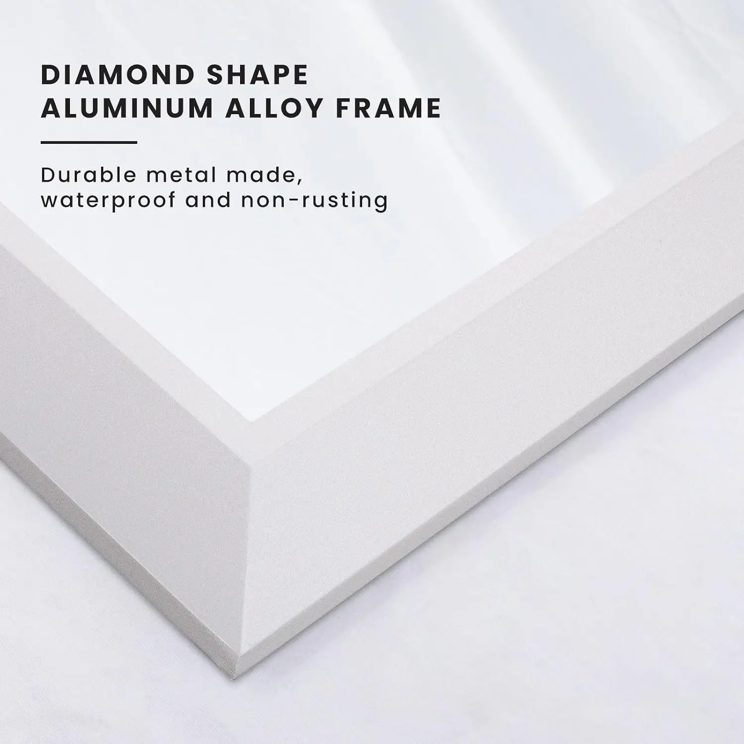 Wall Mounted Bathroom Mirror 40x32 Inch White HD Reflection Tempered Glass Thick Metal Framed Rectangle Over Sink Vanity Bedroom