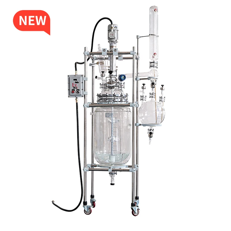 Used Glass Lined Reaction Kettle 100L-300L Stainless Steel Jacket Pressure Vessel PLC Control Motor for Industrial Mixing