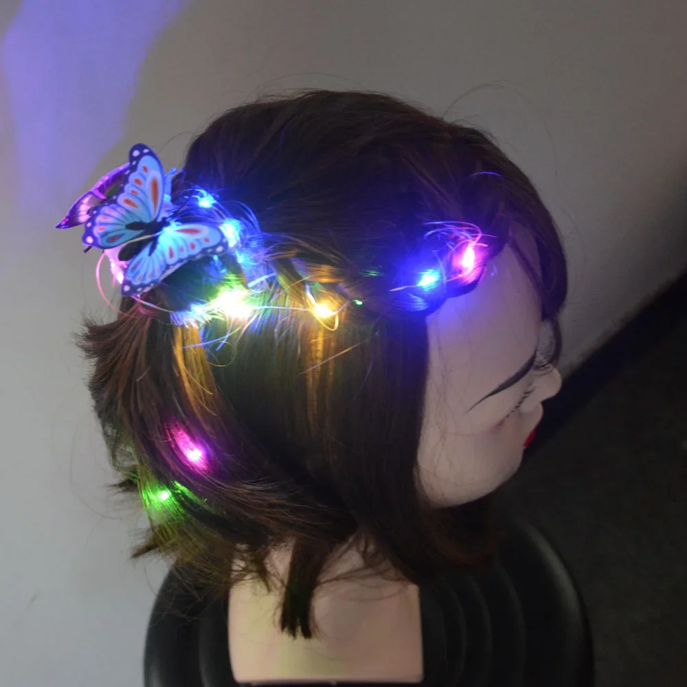 Blinkende LED-Lichterkette zum Flechten und Stylen, Haarspange, lustiges DIY-Geschenkset für Mädchen, Kopfbedeckung, Geburtstagsfeier – Detail 9