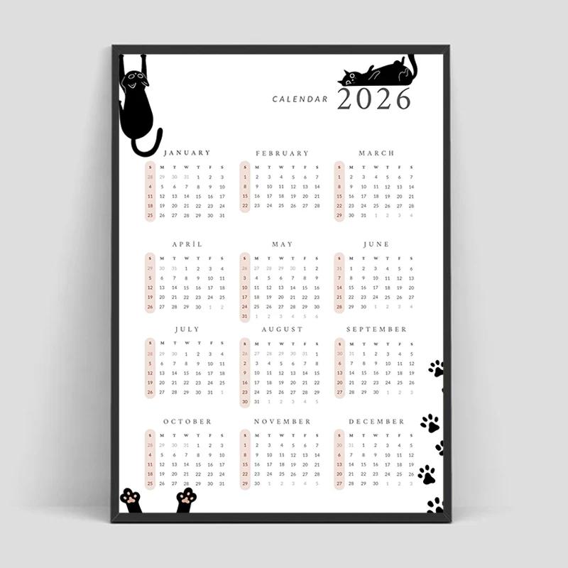 

2026 New Year's Calendar Poster For Home Decorations Decorative Posters Wall Decor Room Aesthetic Interior House Decoration