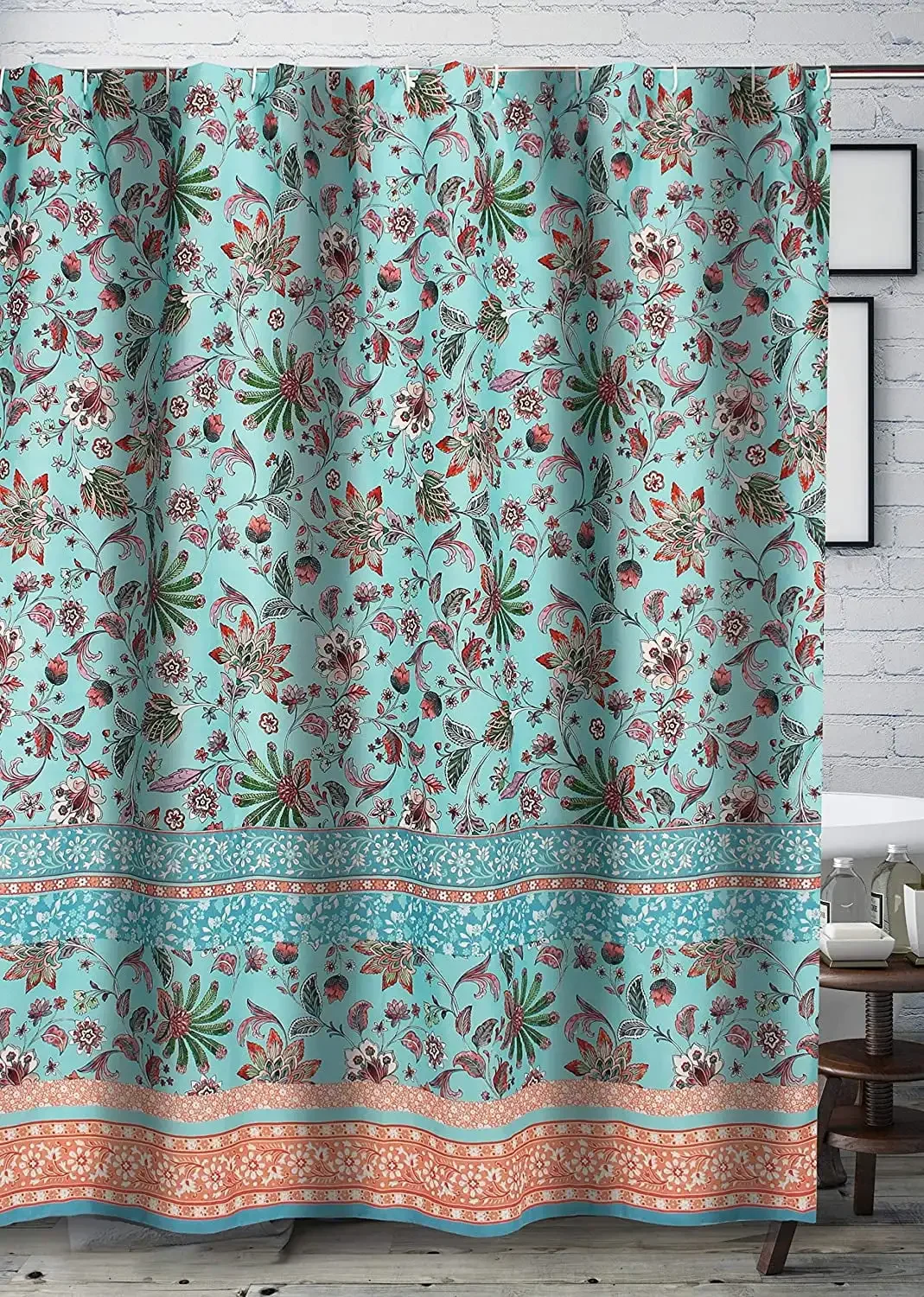 

Audrey Modern Tropical Floral Paisley Polyester Shower Curtain 72x72 Turquoise