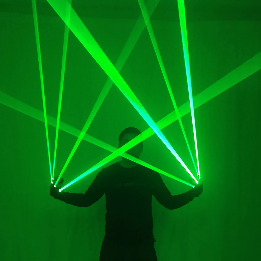 

Green Laser Gloves 523nm Big Beam Lazer Dancing Stage Glove Glasses LED Flash Finger Palm Light Dress Up LED Robot Suit