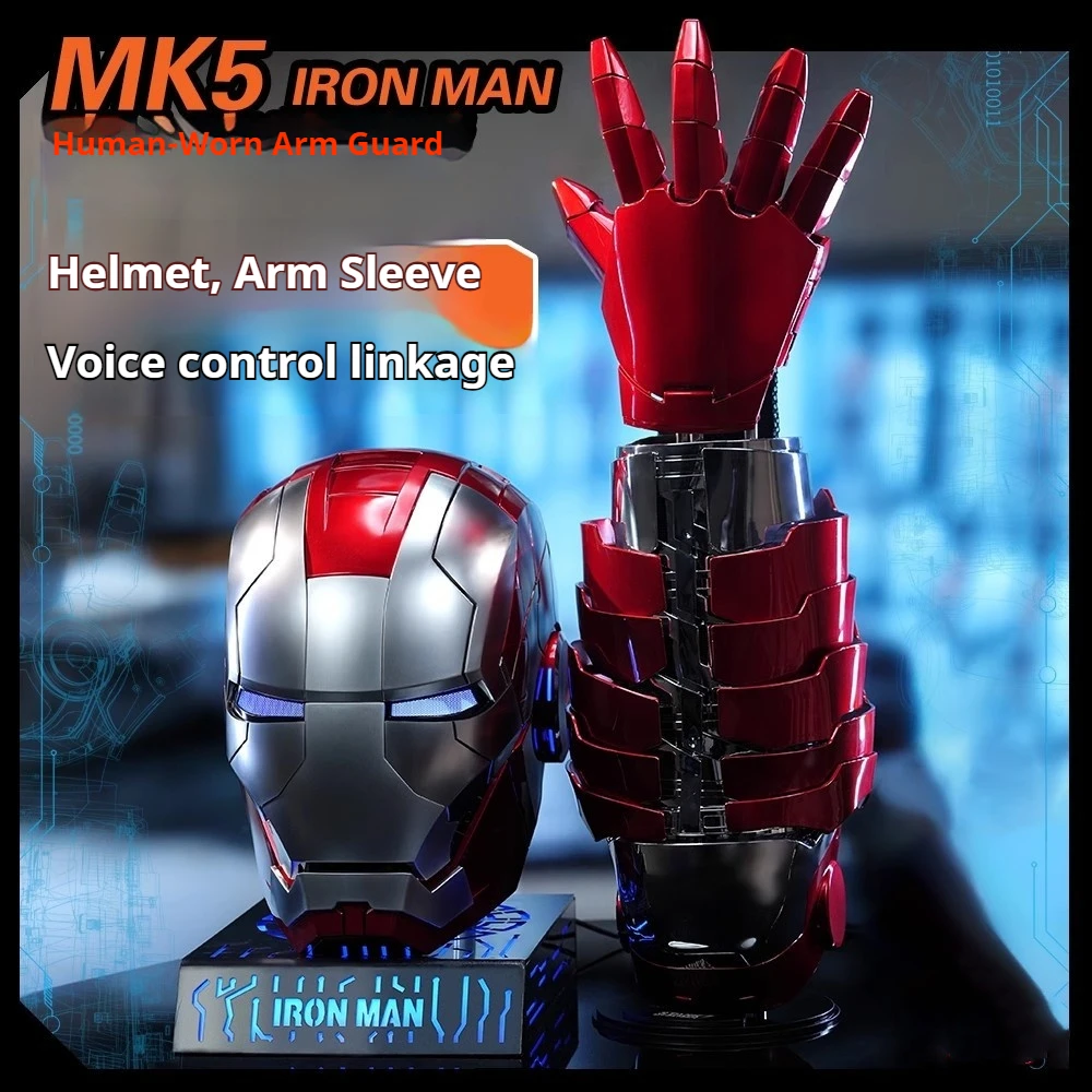 

Marvel Iron Man Mk5 Mecha Arm Cosplay Helmet Electric Multi-Piece Opening Closing Voice Control Eyes Model Children Adult Gift