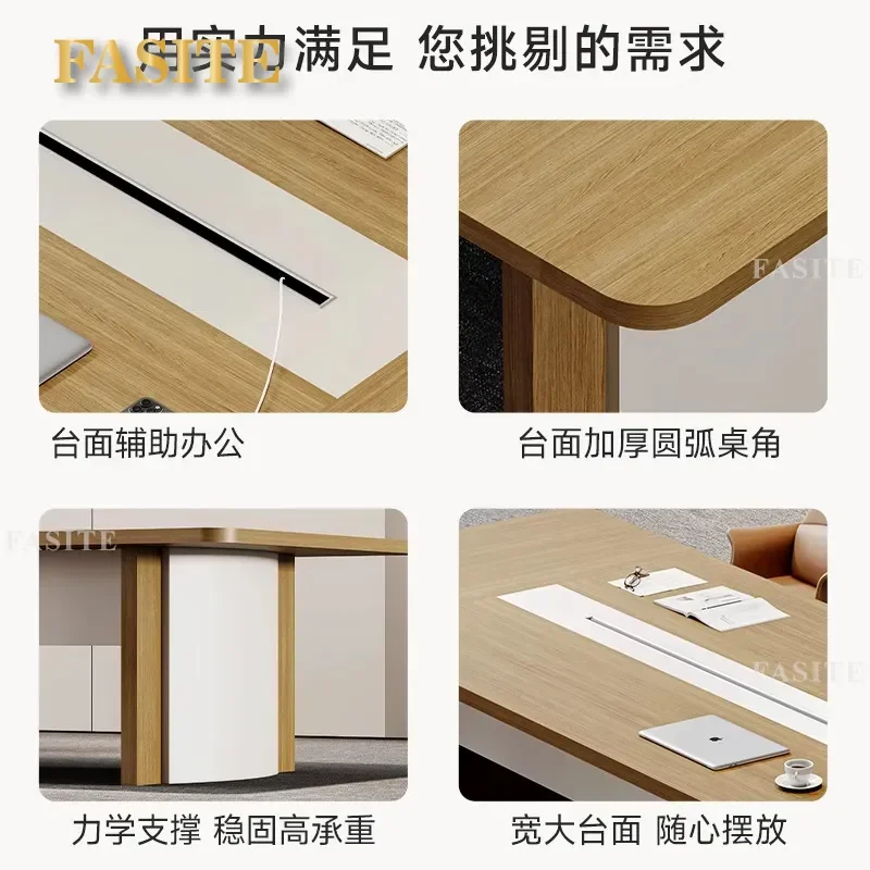 For 10 People Conference Table and Chair Set Simple Modern Business Negotiation Office Furniture Large Workbench Meeting Room