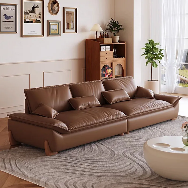 

Recliner Reception Living Room Sofas Sponge Grande Waterproof Vintage Luxury Sofa Minimalista Leather Canape Salon Furniture