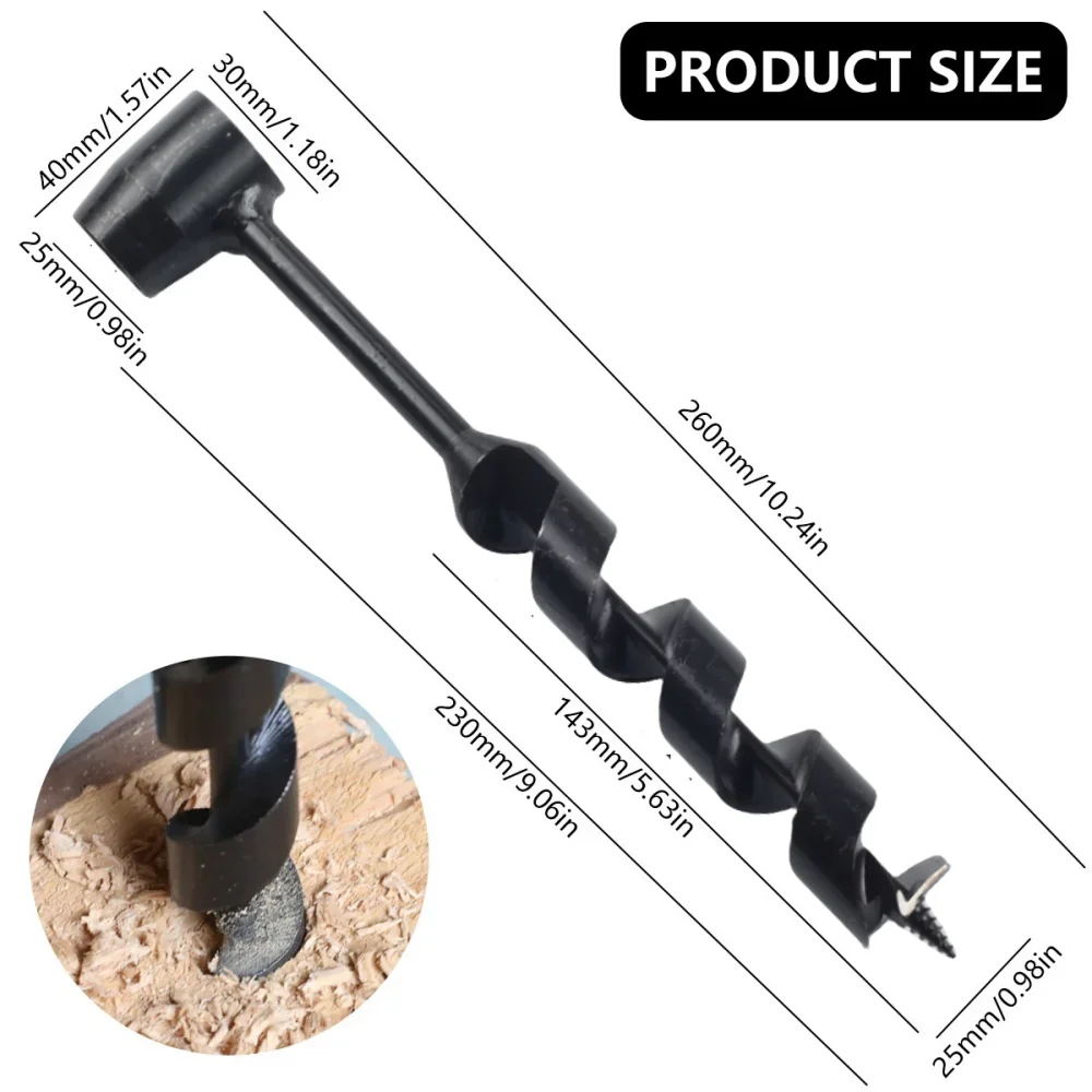 Bushcraft Hand Drill Carbon Steel Manual Auger Drill Portable Manual Survival Drill Bit Self-Tapping Survival Wood Punch Tool