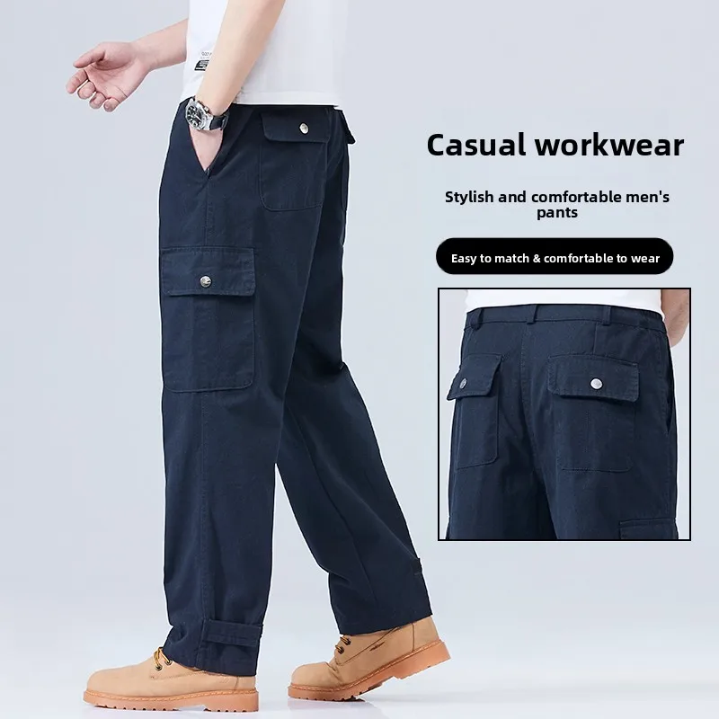 Automne capable ample jambe droite vêtements de travail pour hommes pantalons résistant à l'usure pour le bureau et tenue décontracté jeune énergie Sle