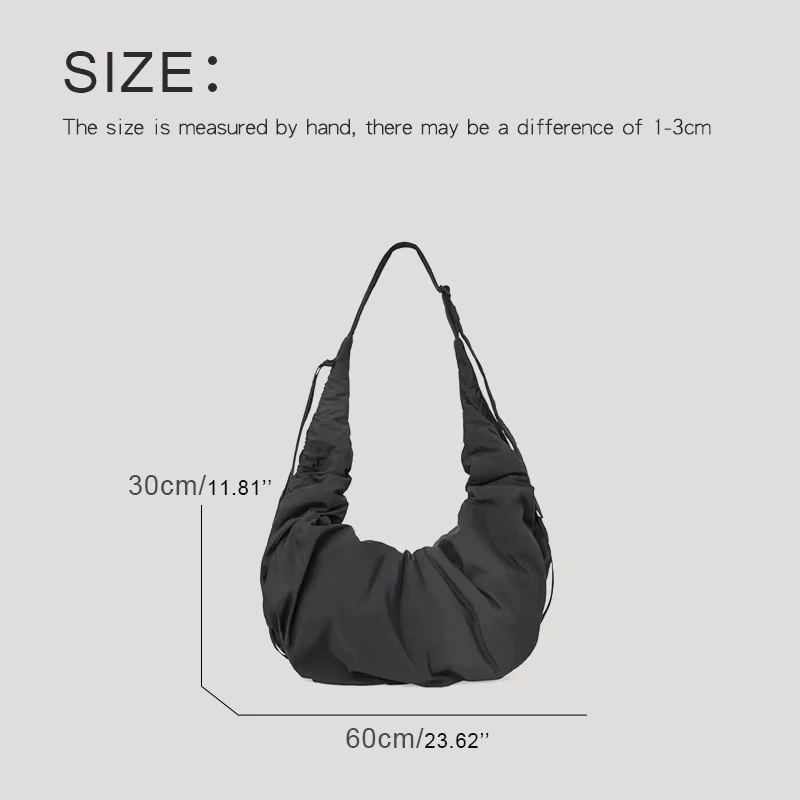 Korean Casual Half Moon Bags For Women Luxury Designer Handbag And Purses 2024 New In Polyester Large Capacity Underarm Shoulder