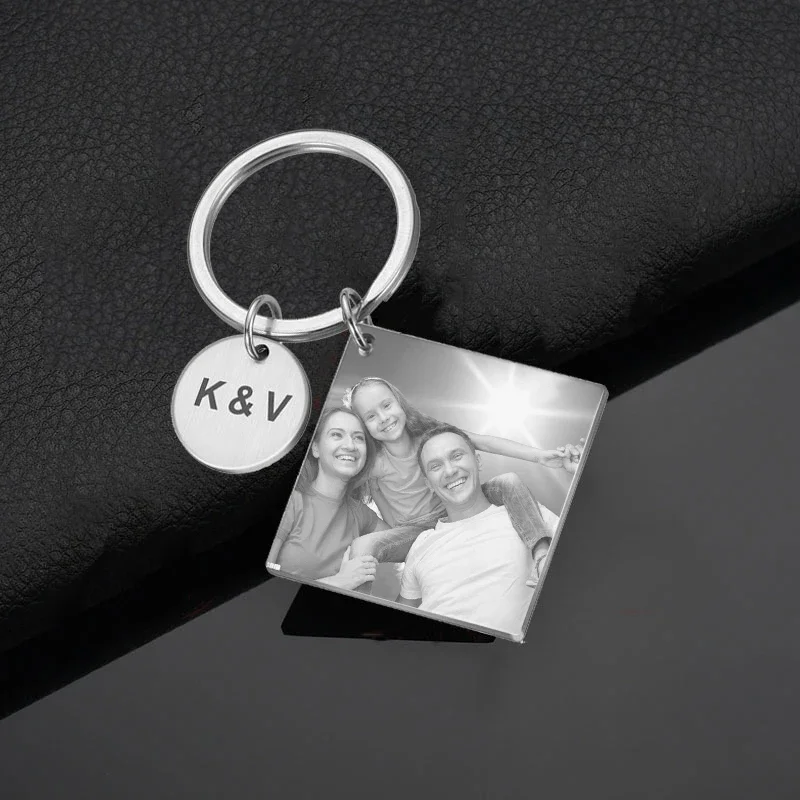 Customized Photo Keyrings for Women Men Family Gift Stainless Steel Personlized Picture Keychain Key Ring for Wedding Party