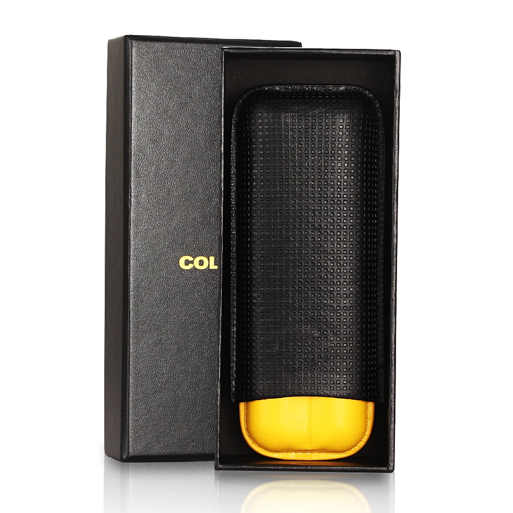 Galiner Sigaar Humidor Travel Case Draagbare Outdoor 2 Buis Lederen Sigaar Geval Mini Humidor Box