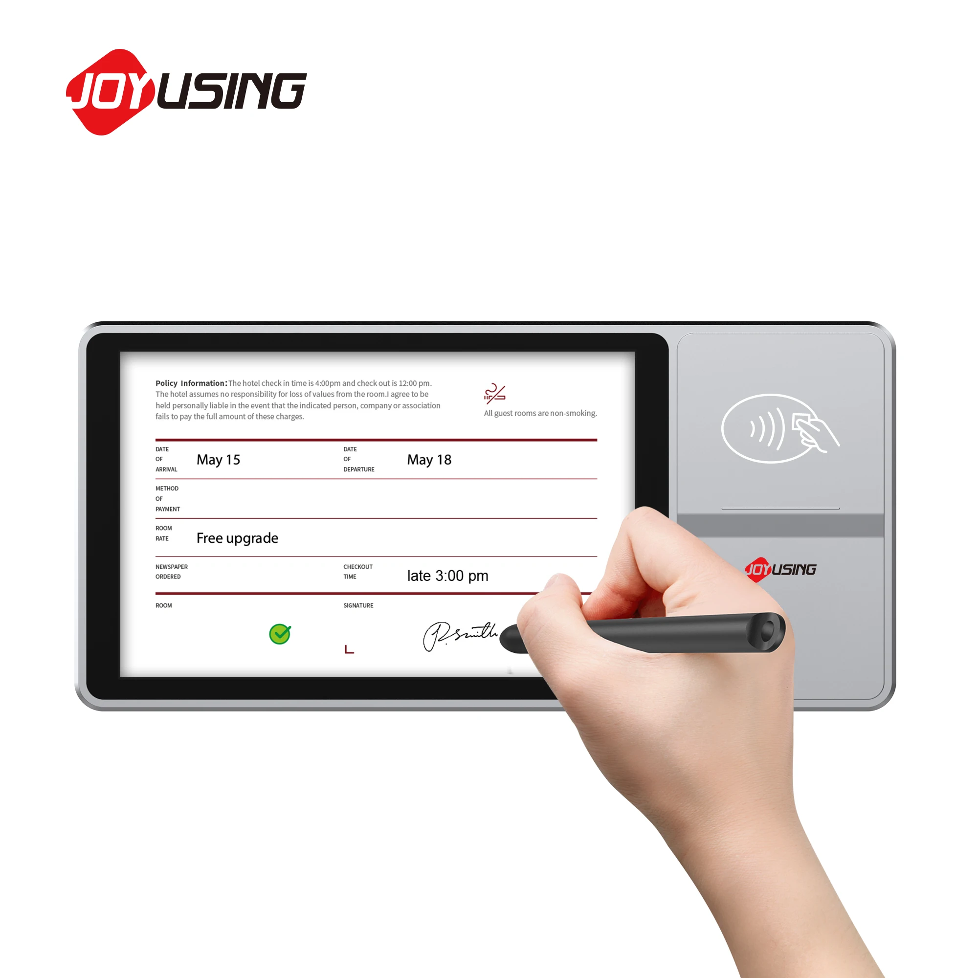 Joyusing Signature Pad Bank Sign Pad 10.1 Inch Pdf Signature Pad with Fingerprint NFC Document Scanner for Office, Bank Hospital