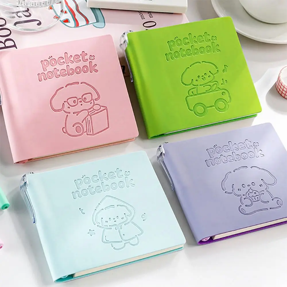 Portable Portable Pocket Book Puppy Horizontal Line Mini Notepad Thickens Notebook Pen Set Students