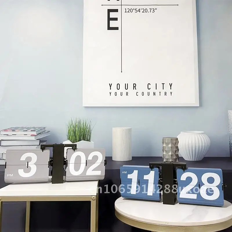 Retro Mechanical Automatic Flip Clock, Guest Hall Large Wall Clock, Minimalist Desktop Desk Clock, Wall Clock