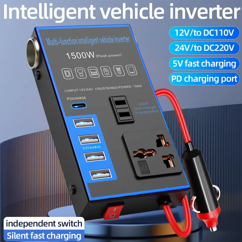 

Универсальная розетка для грузовика 12 В 24 В на 220 В, автомобильный преобразователь умной зарядки