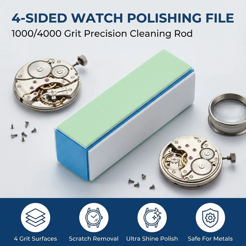 Watch Cleaner Rod 4 Sides 1000 4000 Mesh Polishing Files Wrist Watch Parts Clean Polish Tool Rod 1/2/4/10pcs for Watchmaker