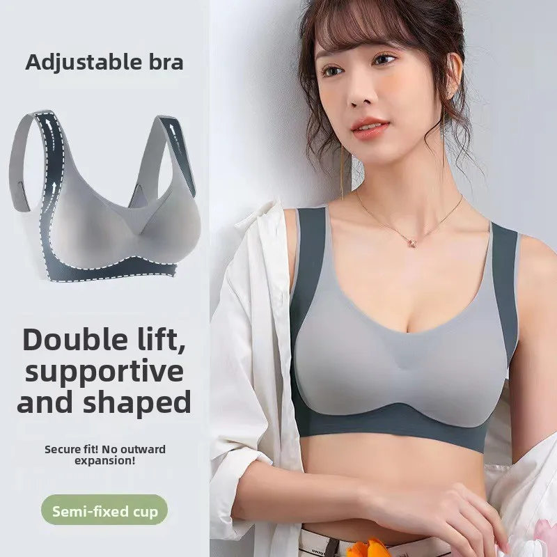 

New 2024 Thin Women's Bra with Adjustable Steel Ring Dual Holding Lifting Underwear Full Stage Girl Suitable for All Seasons