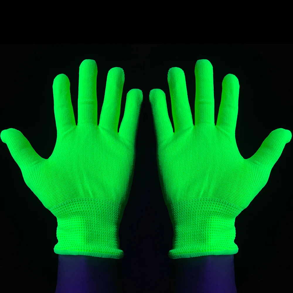 

Glowing Gloves in the Dark Black Light for Neon Party Fluorescent Decoration Hand Props Need UV Magic Gloves Stretch Knit Glove