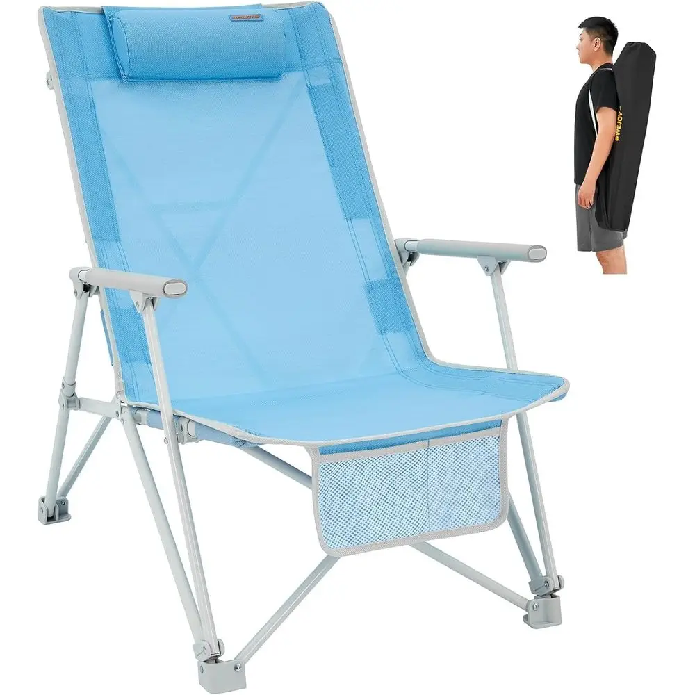 

olding Webbed Lawn Beach Chair - Heavy Duty Portable Outdoor Chair with Hard Armrest or Camping,Garden,Concerts,estivals and San