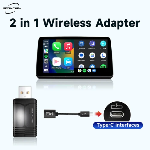 Imagen 2 del producto 2025 nuevo HEYINCAR 2 en 1 adaptador inalámbrico Carplay Android Auto inalámbrico para Volvo XC40 XC60 XC90 S60 S90 V40 V60 V90