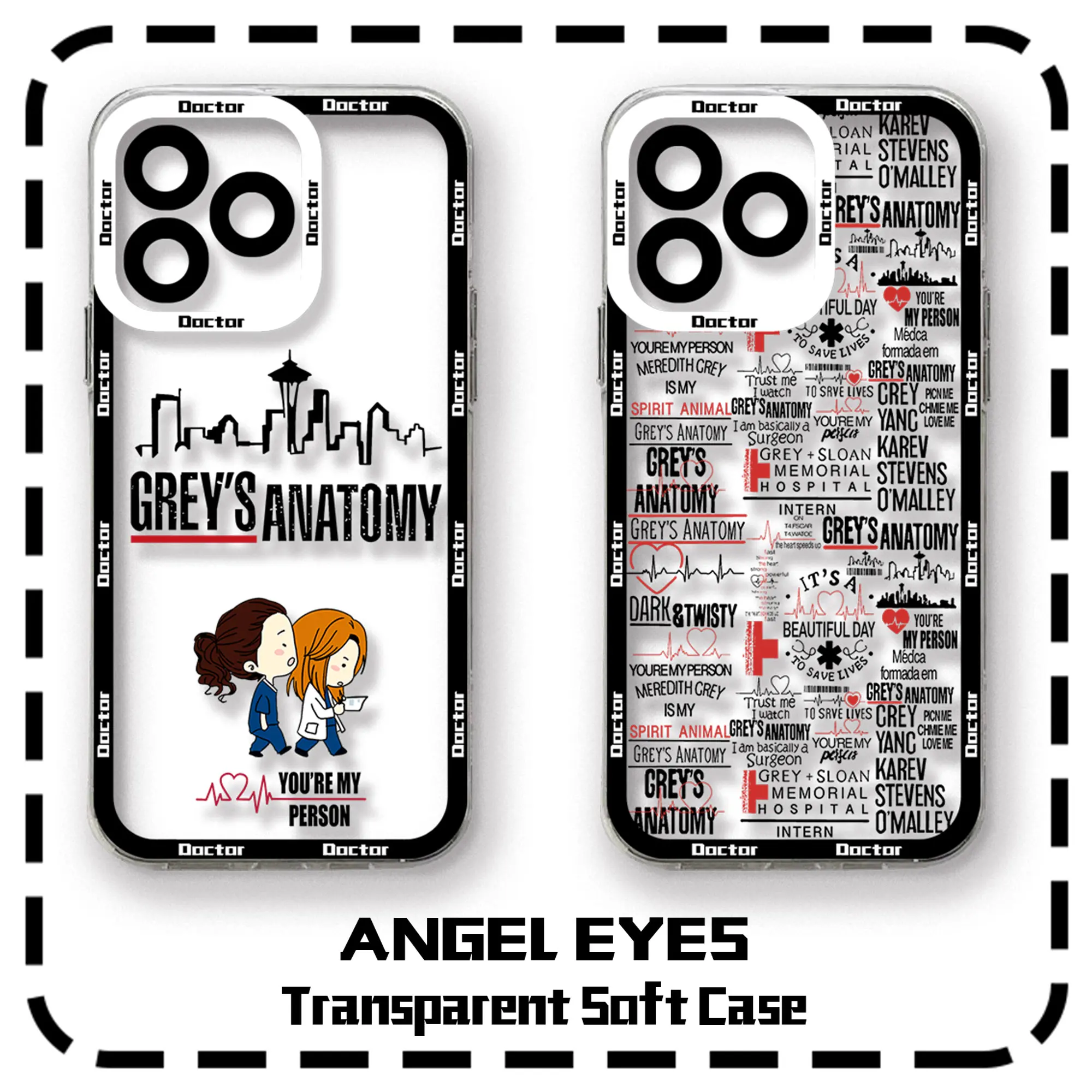 Greys Anatomy Doctor Phone Case For iPhone 15 14 13 12 11 Mini Pro Max X XR XSMax 6S 6 7 8 Plus SE20 Transparent Cover