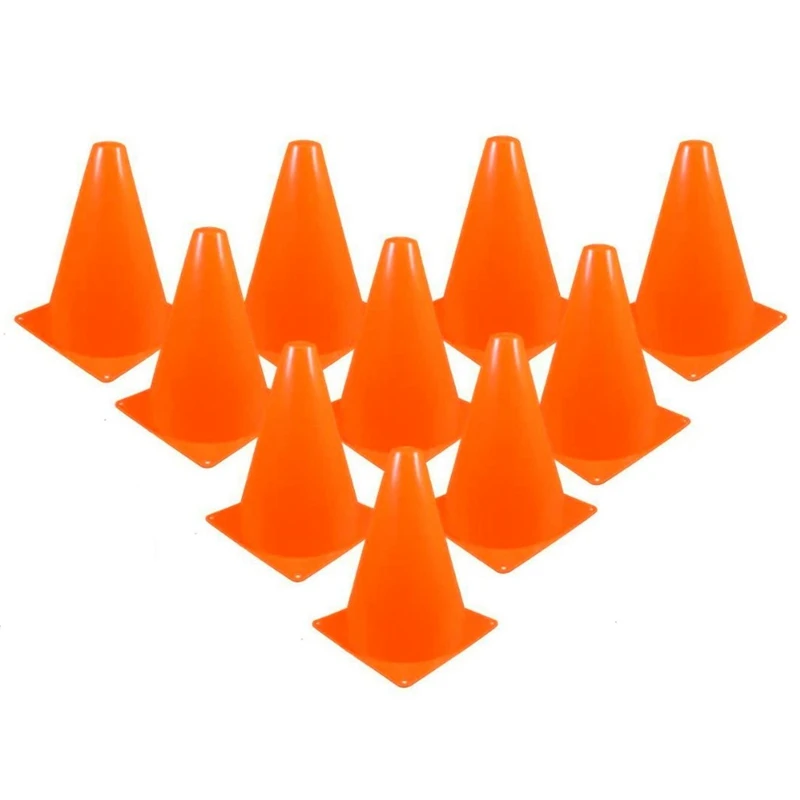 10 Pcs Traffic Cones - 7 Inch of Multipurpose Construction Theme Party Sports Activity Cones for Football Training