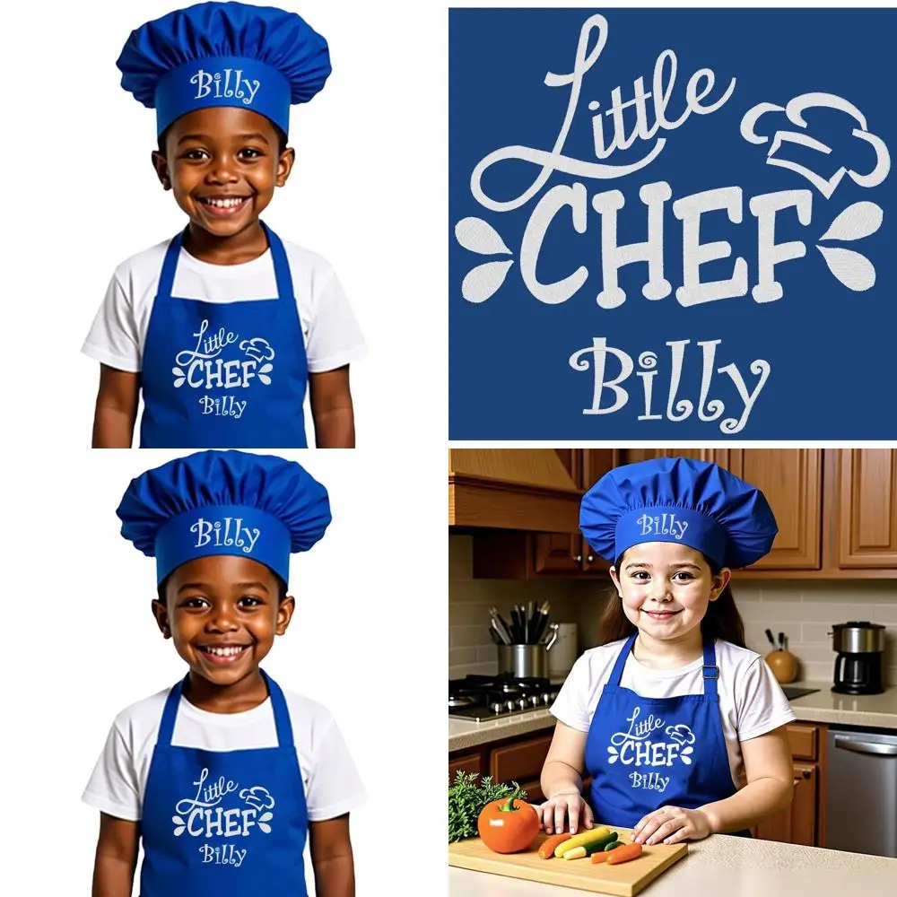 

Детский набор: фартук с вышивкой и поварская шапка для веселых кулинарных занятий