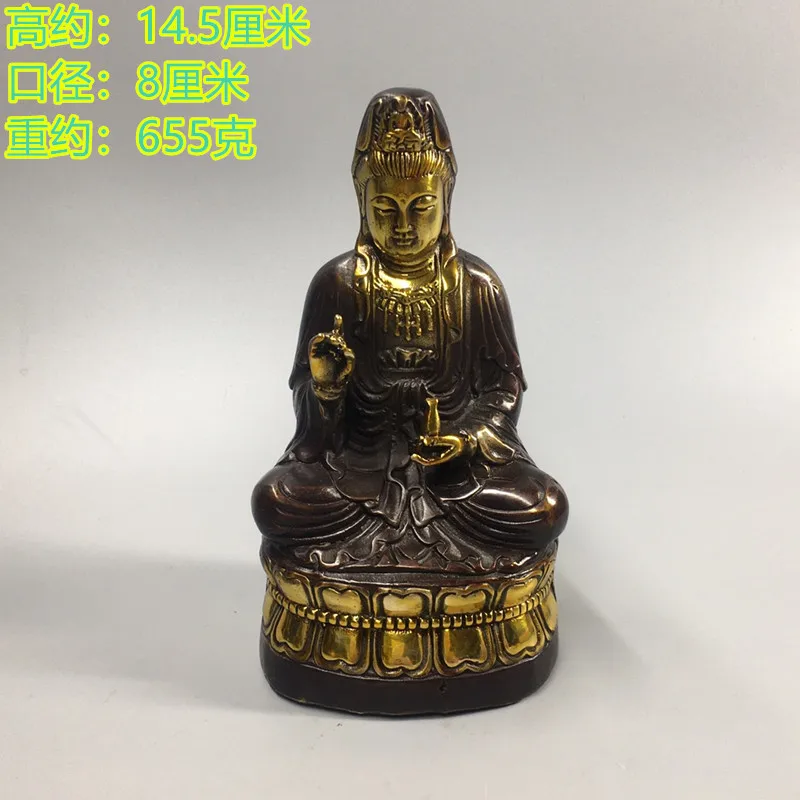 

Ancient Objects Guanyin Bronze Pure Copper Annual Clean Bottle Guanyin Statue Town House Home Offering Ornament