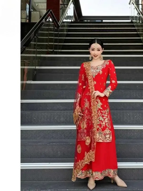 

Dance Exotic Style Xinjiang Dance Dress Three Piece Set Dance Dress Temperament Slimming And Slimming Indian