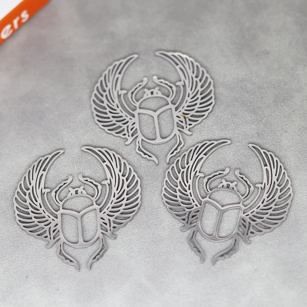 3x Art Line Wings Beetle Charms per la creazione di gioielli fai da te artigianato Vintage nappe orecchini collana accessorio pendente in acciaio